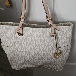 Michael Kors Cream Monogram Tote